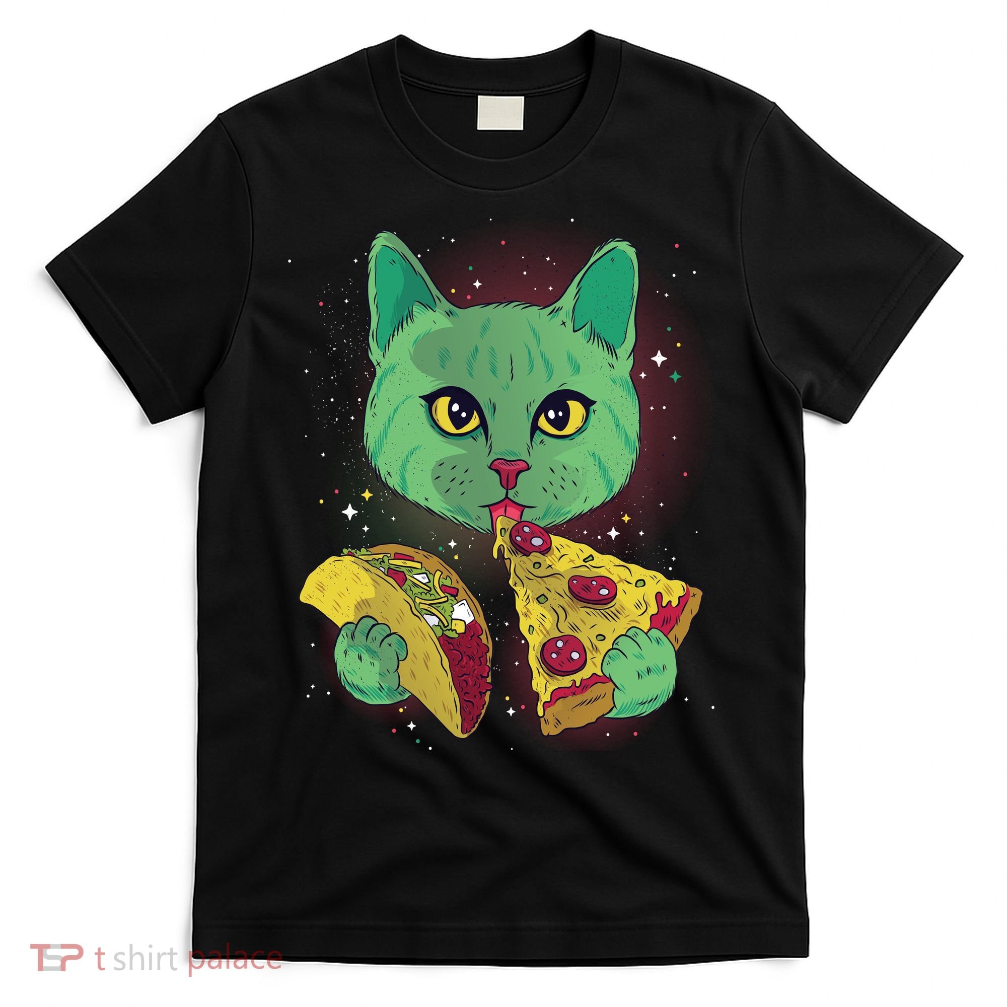 Cosmic Pizza Taco Space Cat T-Shirt