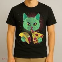 Cosmic Pizza Taco Space Cat T-Shirt thumb 3