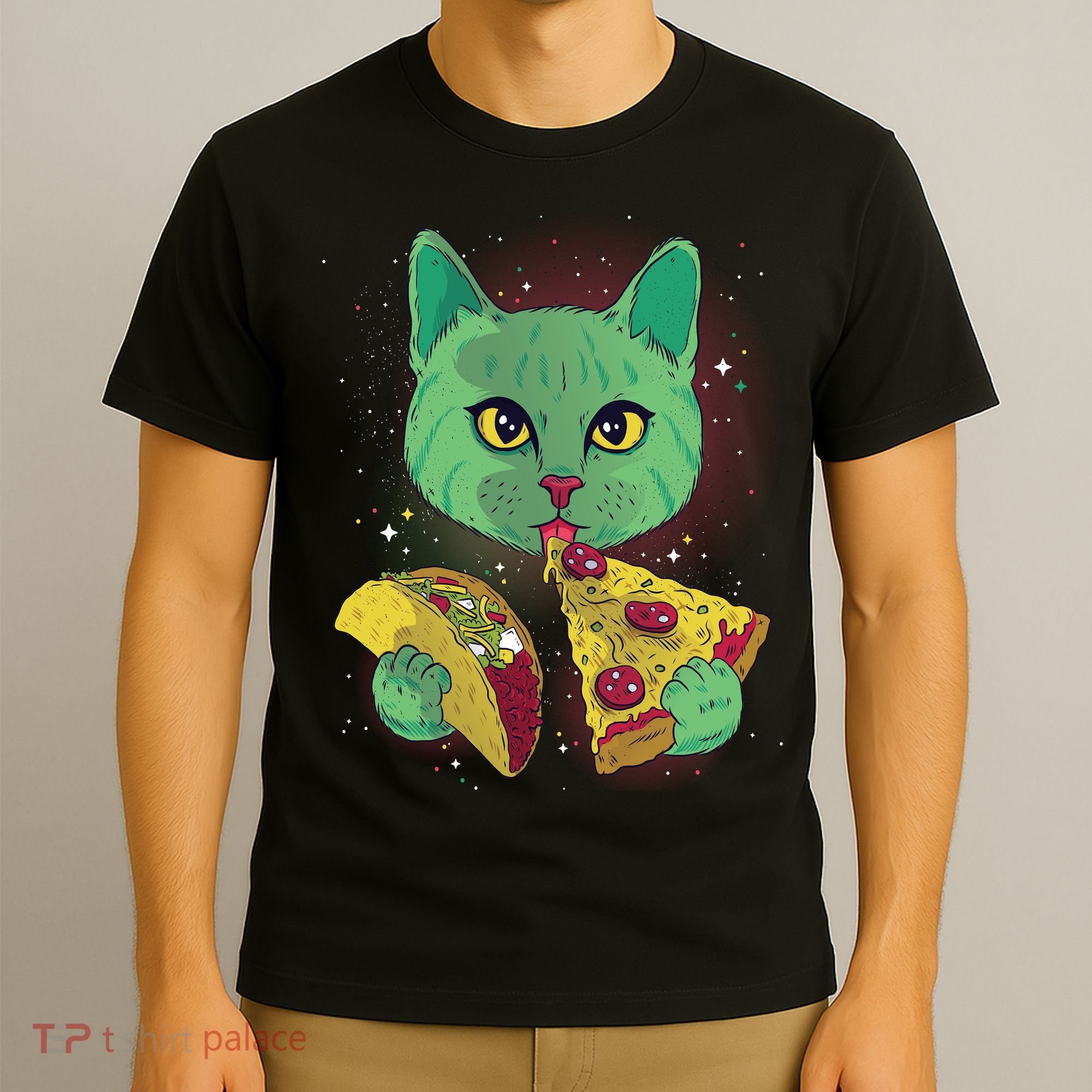 Cosmic Pizza Taco Space Cat T-Shirt