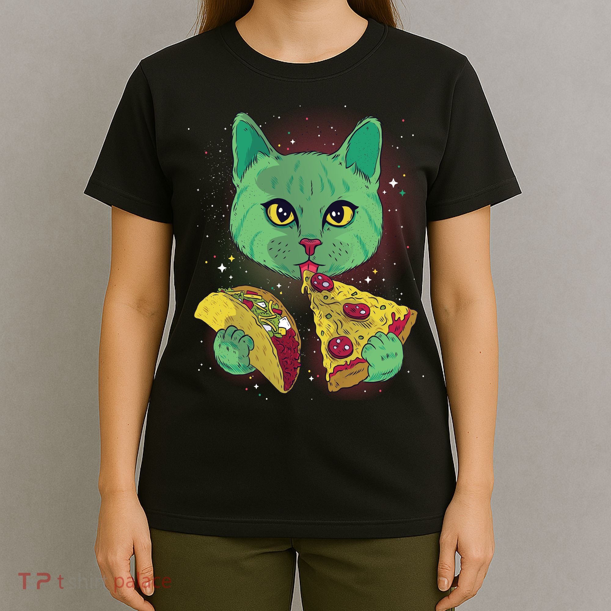 Cosmic Pizza Taco Space Cat T-Shirt