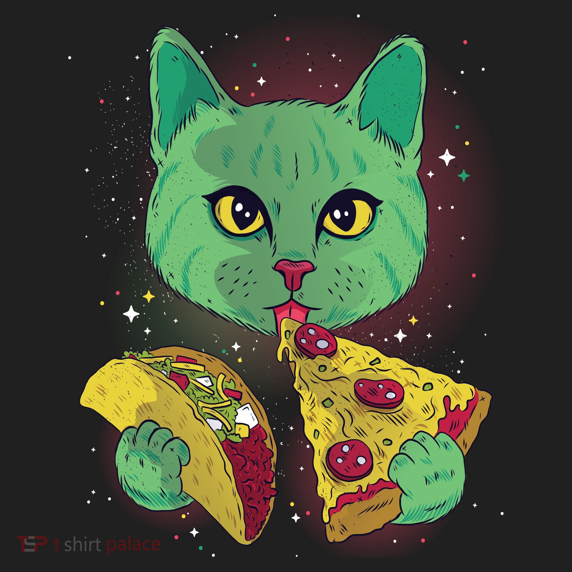 Cosmic Pizza Taco Space Cat Beanie