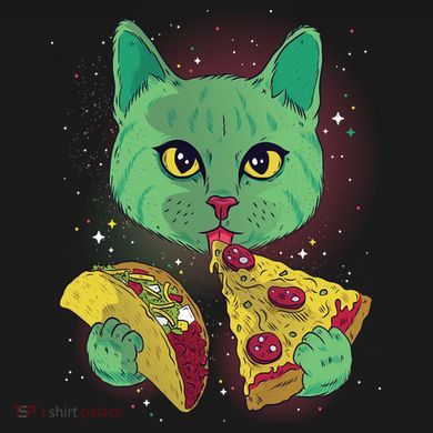 Cosmic Pizza Taco Space Cat Youth Performance Sprint T-Shirt