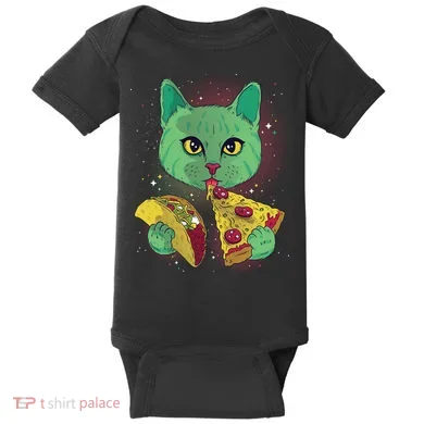 Cosmic Pizza Taco Space Cat Baby Bodysuit