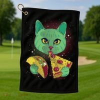 Cosmic Pizza Taco Space Cat Golf Towel thumb 1