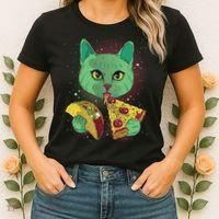 Cosmic Pizza Taco Space Cat Women's T-Shirt thumb 2
