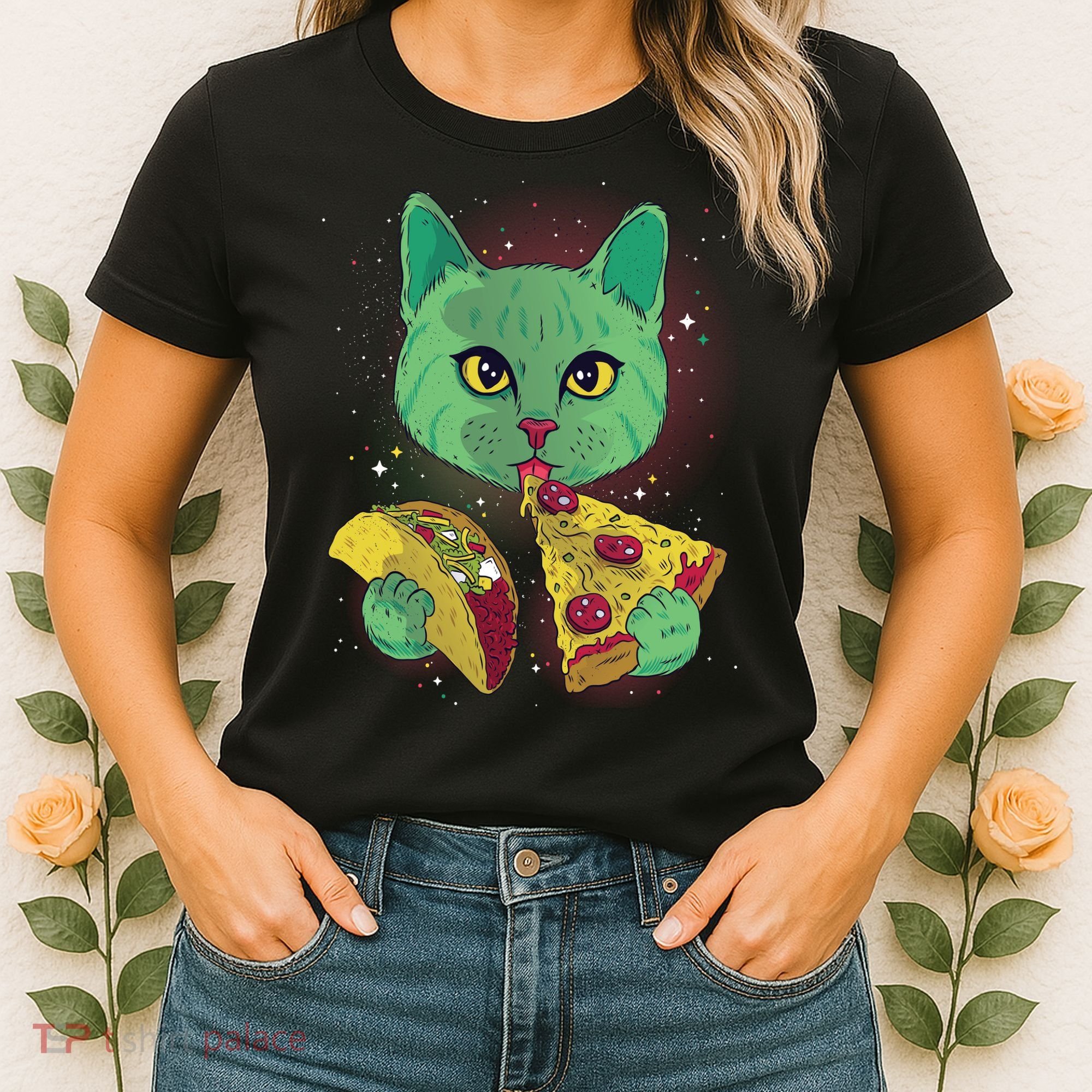 Cosmic Pizza Taco Space Cat Women's T-Shirt