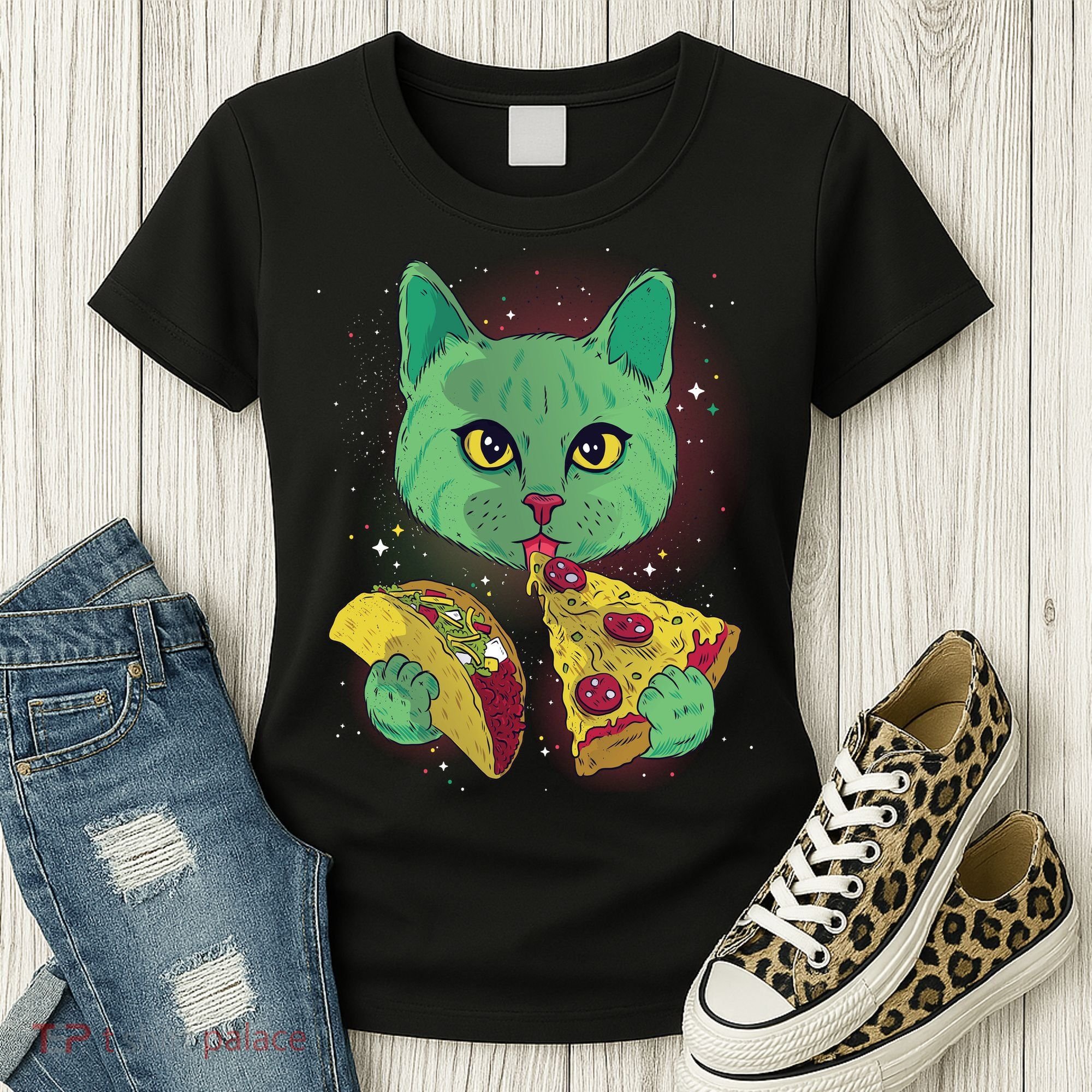 Cosmic Pizza Taco Space Cat Women's T-Shirt