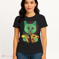 Cosmic Pizza Taco Space Cat Women's T-Shirt thumb 4