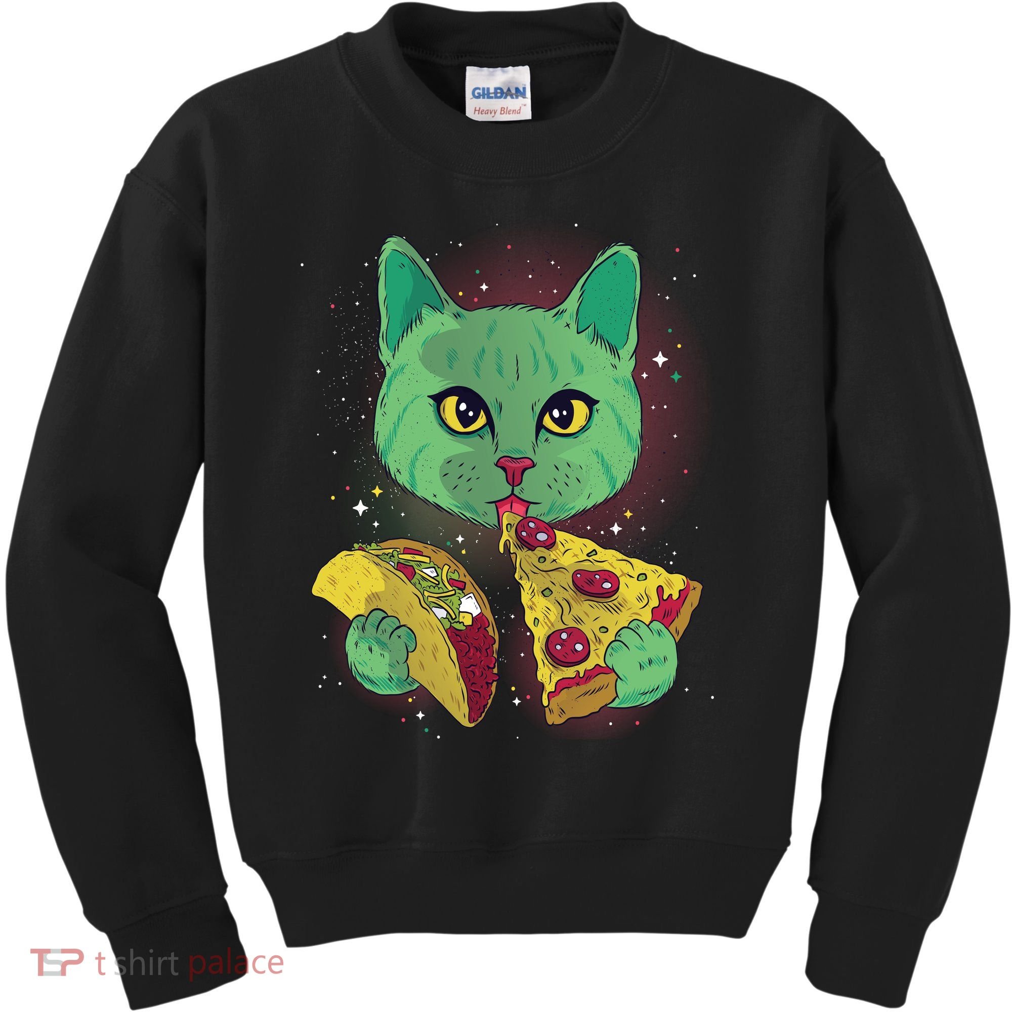 Cosmic Pizza Taco Space Cat Kids Sweatshirt