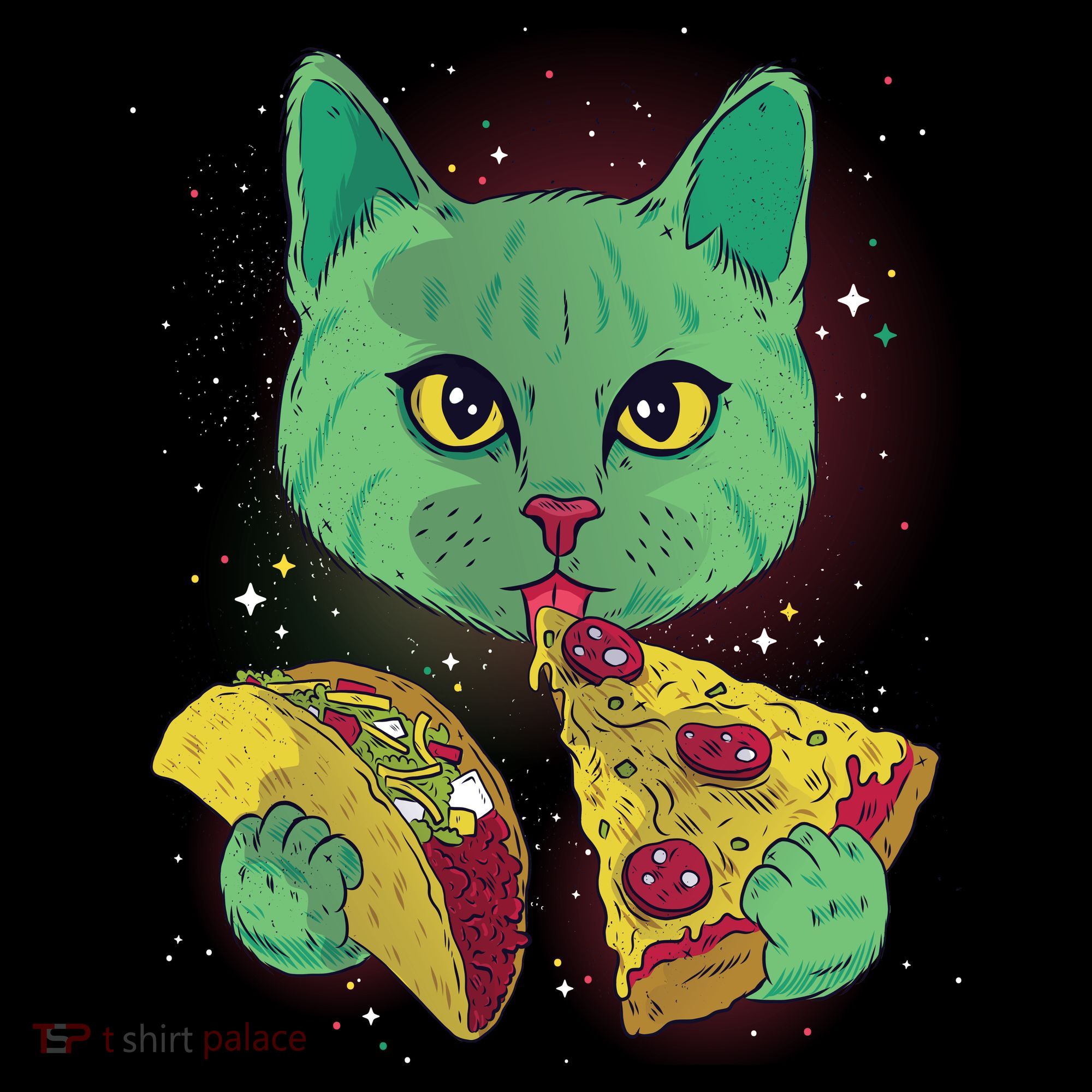 Cosmic Pizza Taco Space Cat Kids Sweatshirt