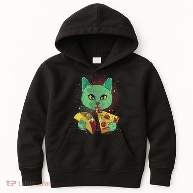 Cosmic Pizza Taco Space Cat Kids Hoodie