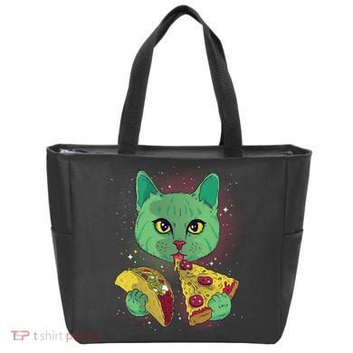 Cosmic Pizza Taco Space Cat Tote Bag