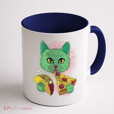Cosmic Pizza Taco Space Cat Coffee Mug back