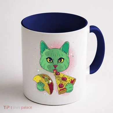 Cosmic Pizza Taco Space Cat Coffee Mug back
