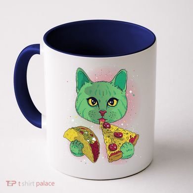 Cosmic Pizza Taco Space Cat Coffee Mug