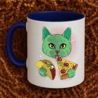 Cosmic Pizza Taco Space Cat Coffee Mug thumb 2