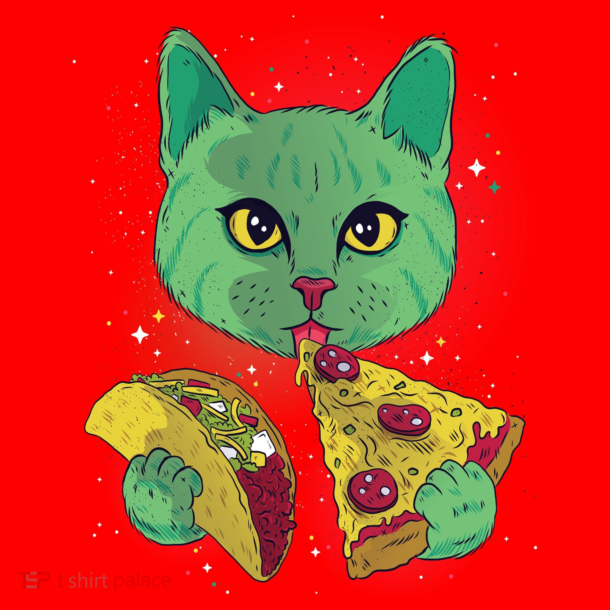 Cosmic Pizza Taco Space Cat Santa Hat