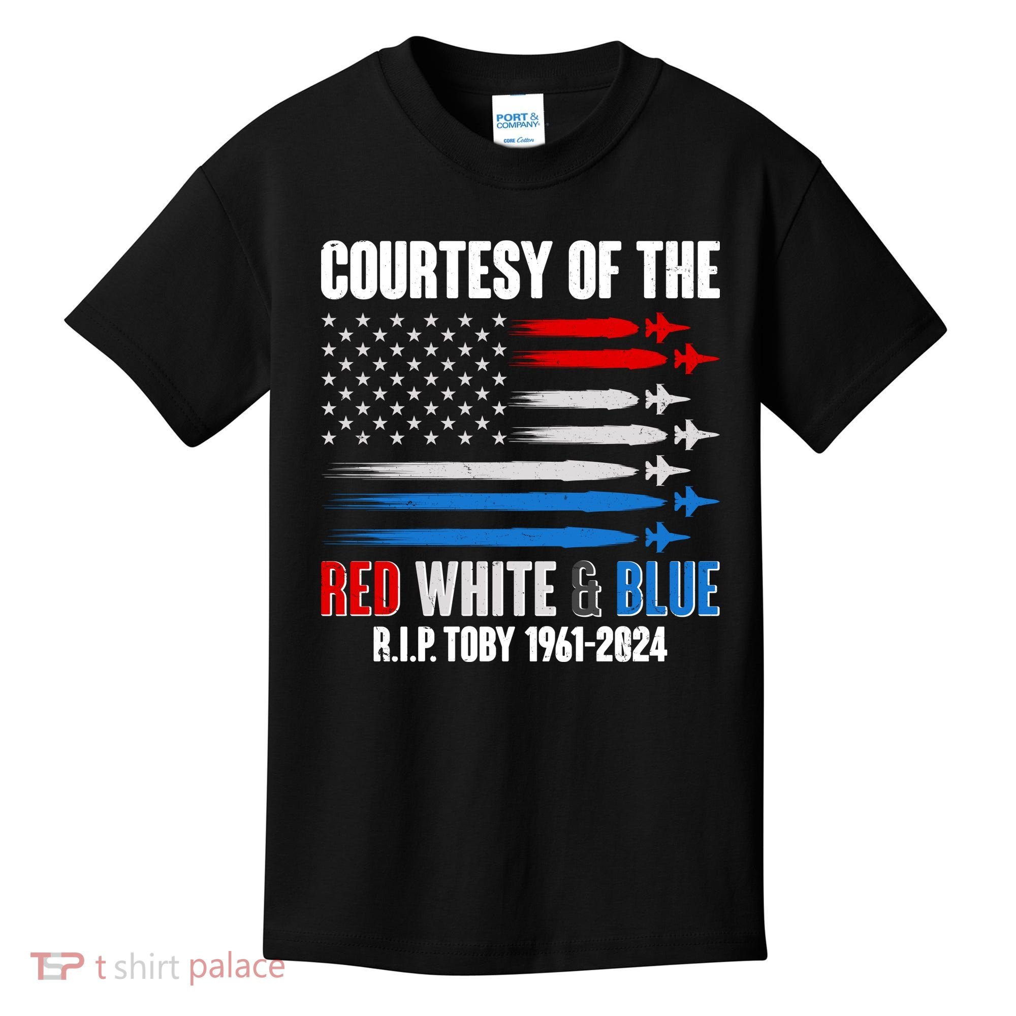 Courtesy Of The Red White And Blue Toby Tribute Kids T-Shirt
