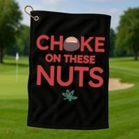 Choke On These Nuts Buckeye Christmas Football Golf Towel thumb 1