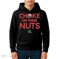 Choke On These Nuts Buckeye Christmas Football Kids Hoodie thumb 4