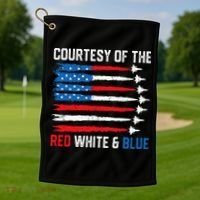 Courtesy Of The Red White And Blue 4th Of July Golf Towel thumb 1