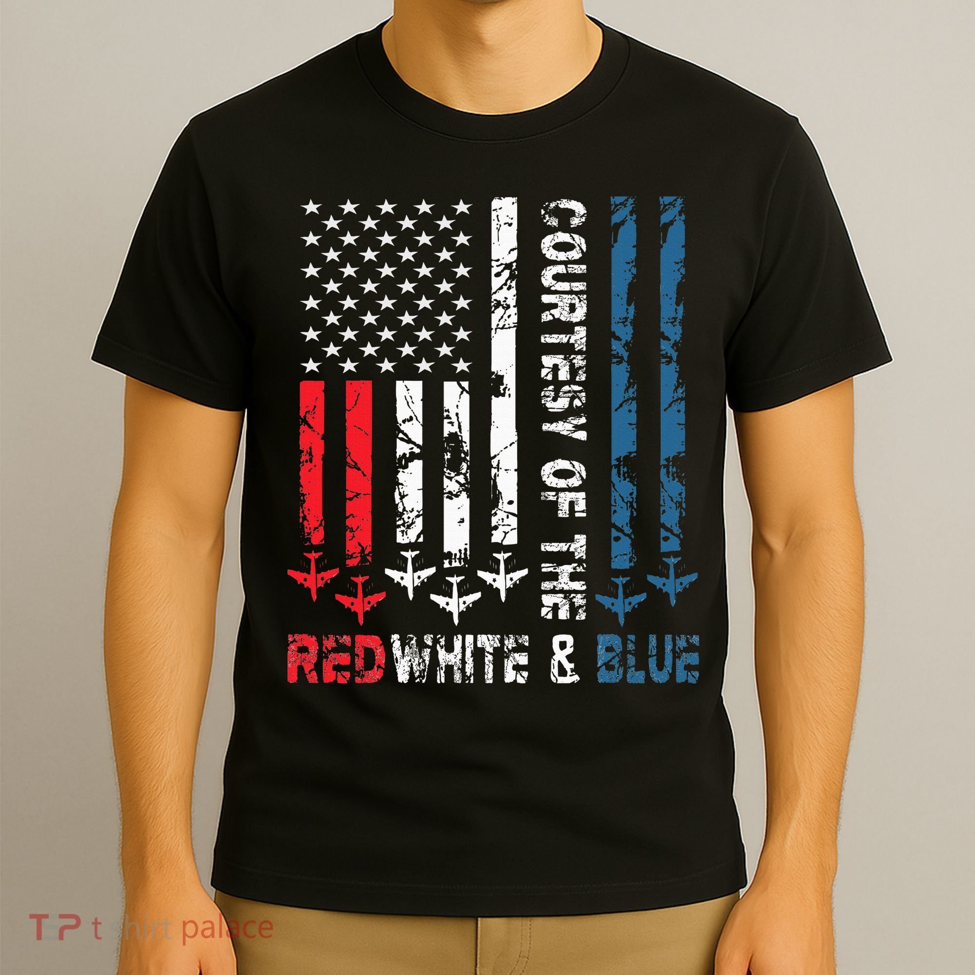 Courtesy Of The Red White And Blue Vintage America Us Flag T-Shirt