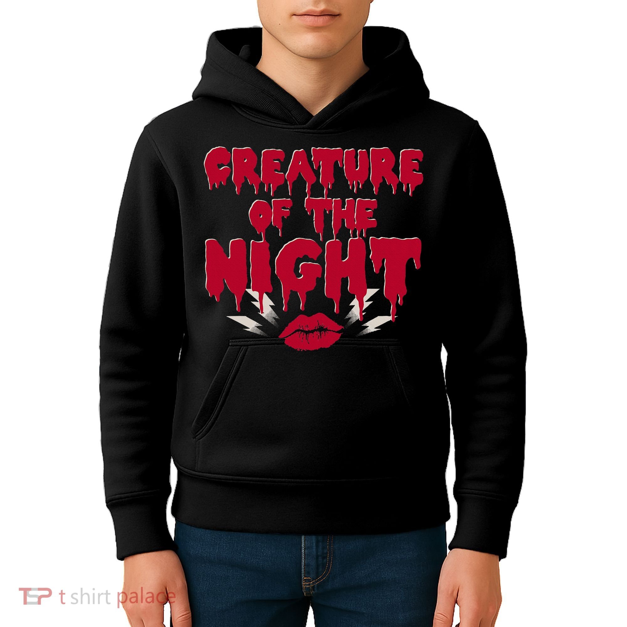Creature Of The Night Rock Musical Horror Show Lips Kids Hoodie