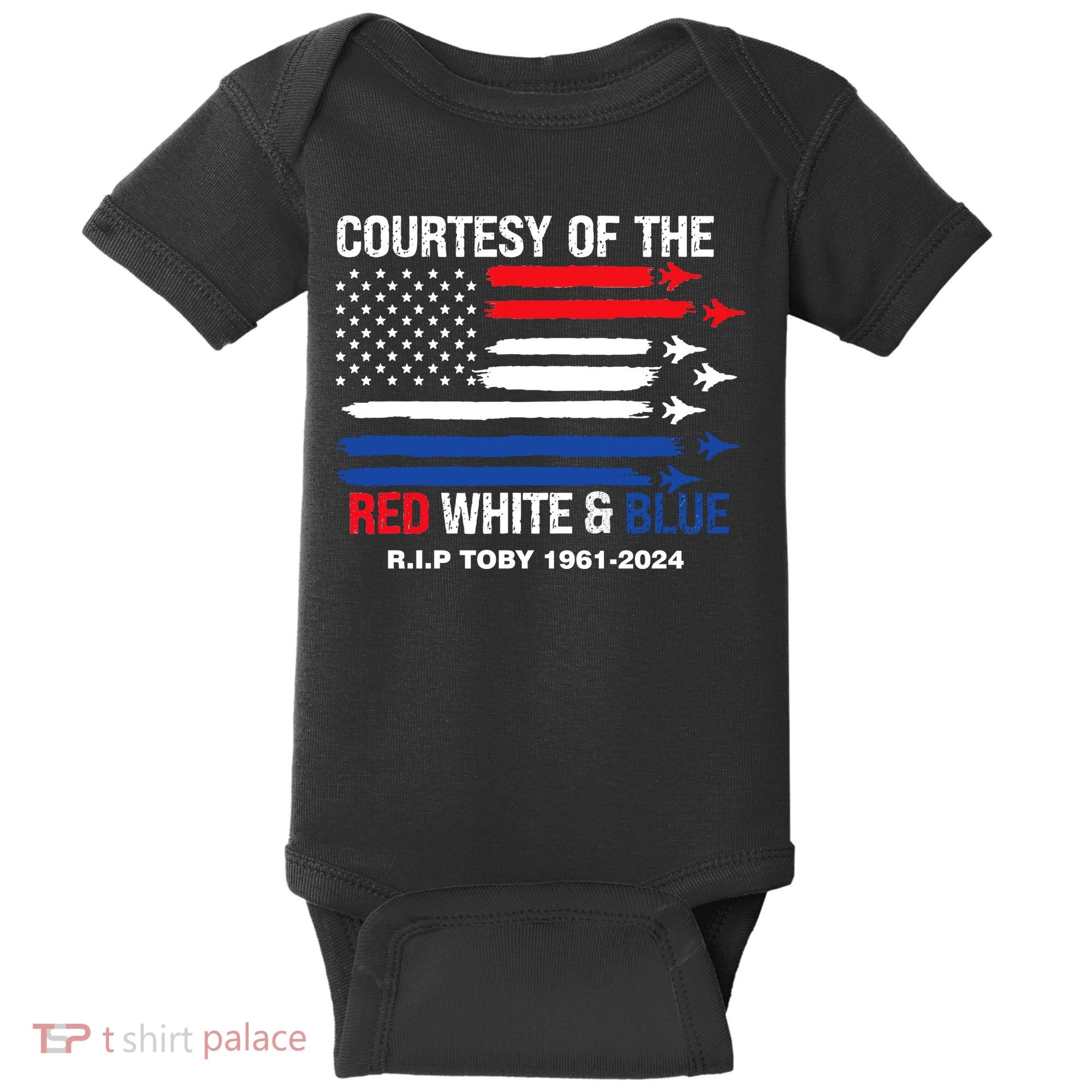 Courtesy Of The Red White And Blue Rip Toby Baby Bodysuit