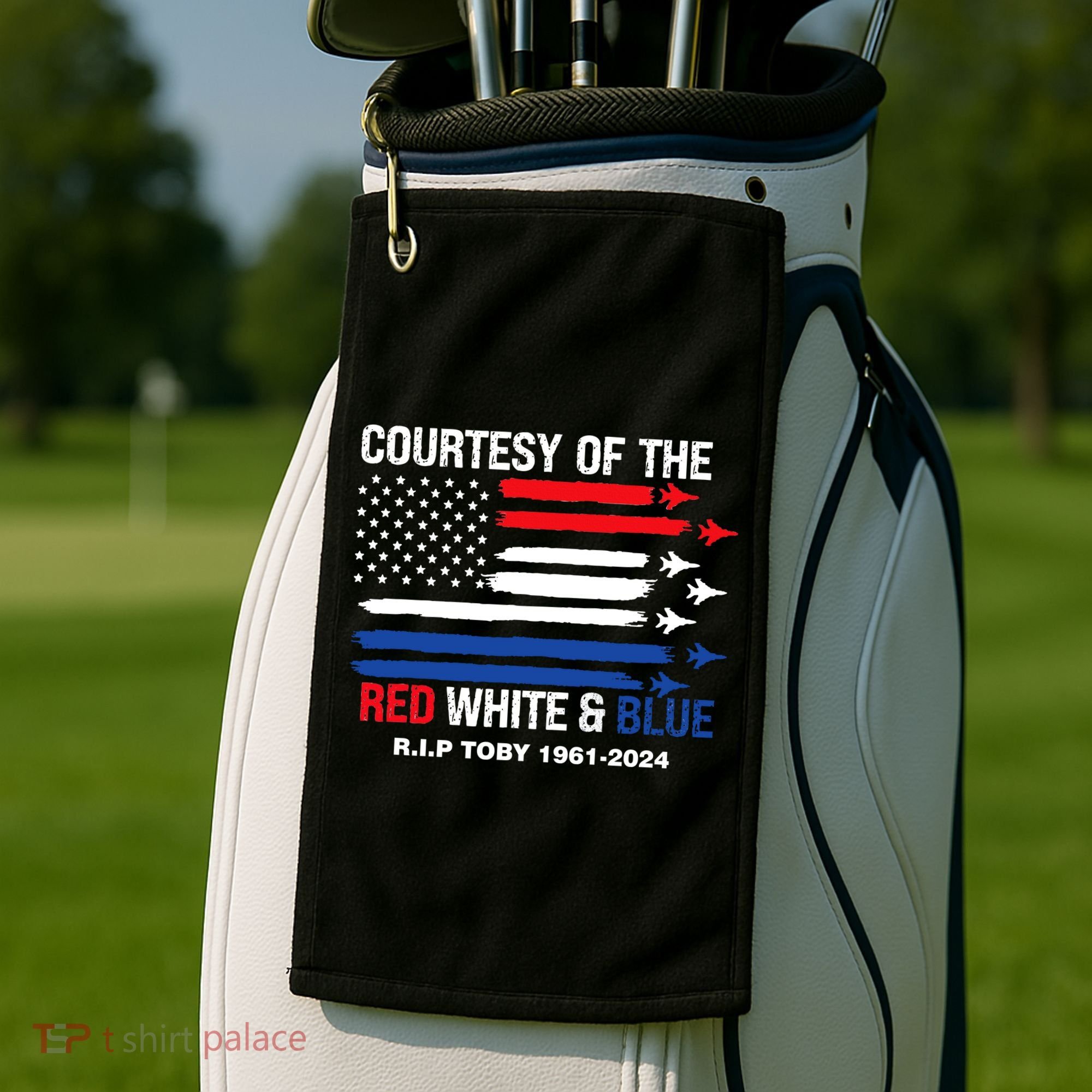 Courtesy Of The Red White And Blue Rip Toby Golf Towel