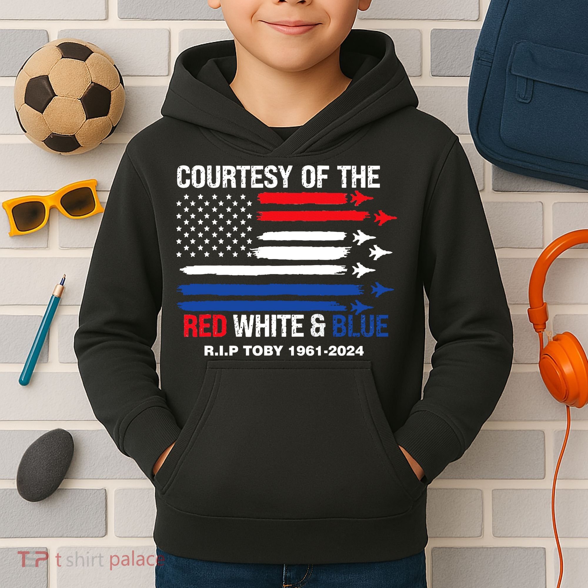 Courtesy Of The Red White And Blue Rip Toby Kids Hoodie