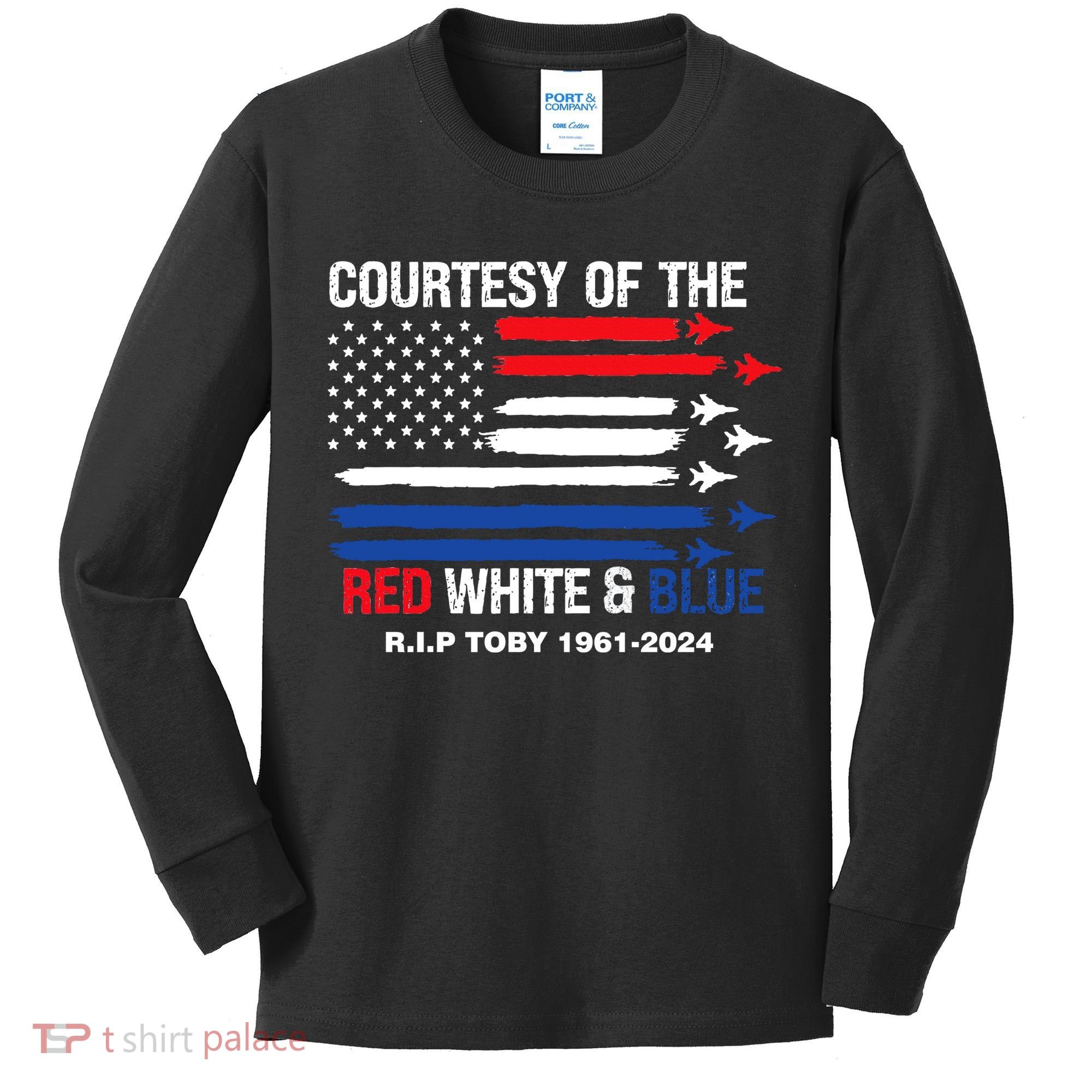 Courtesy Of The Red White And Blue Rip Toby Kids Long Sleeve Shirt