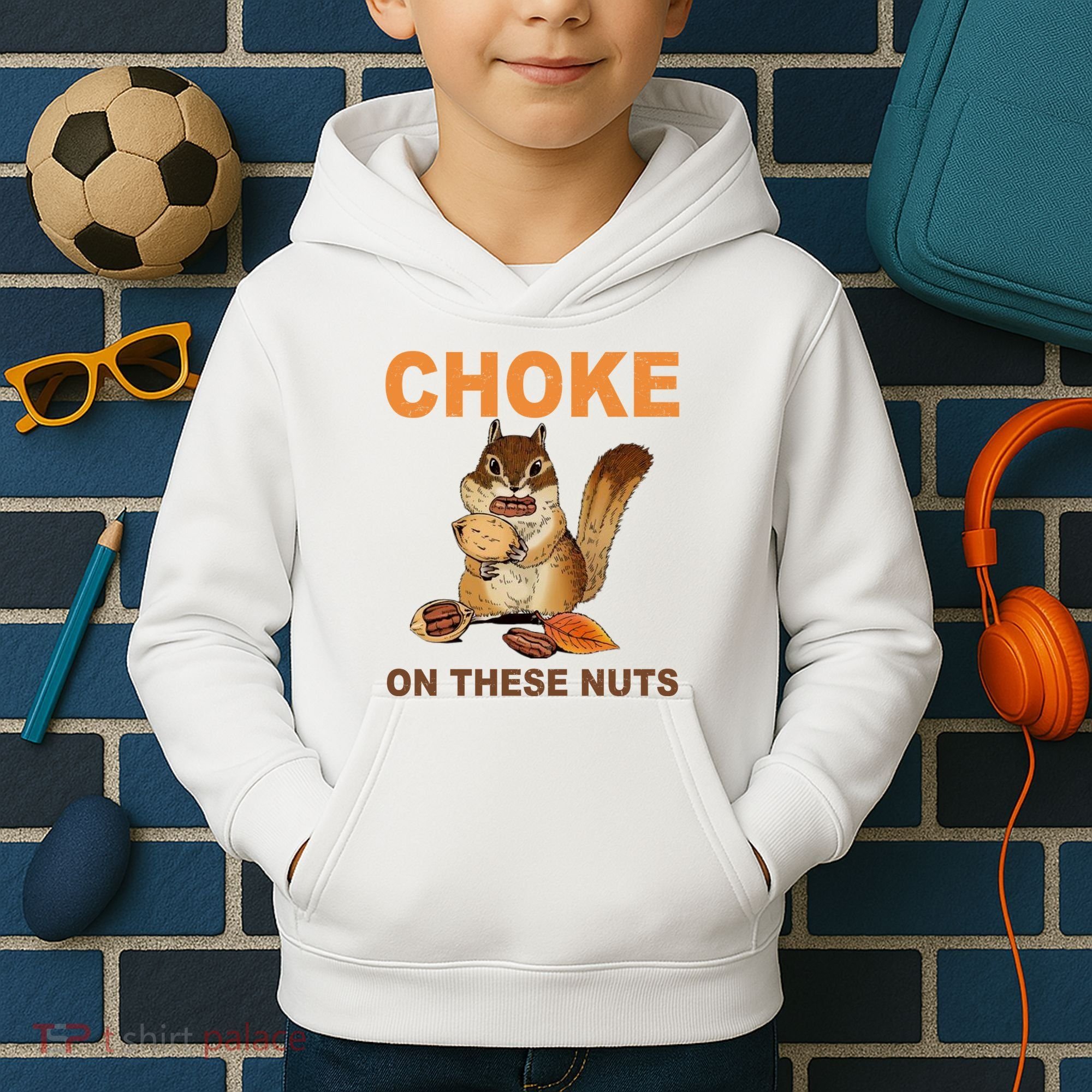 Choke On These Nuts Funny Sarcastic Humor Chipmunk Kids Hoodie