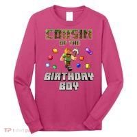 Cousin Of The Birthday Boy Video Gamer Pixel Number Long Sleeve Shirt thumb 0