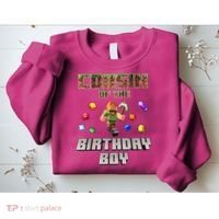 Cousin Of The Birthday Boy Video Gamer Pixel Number Sweatshirt thumb 2