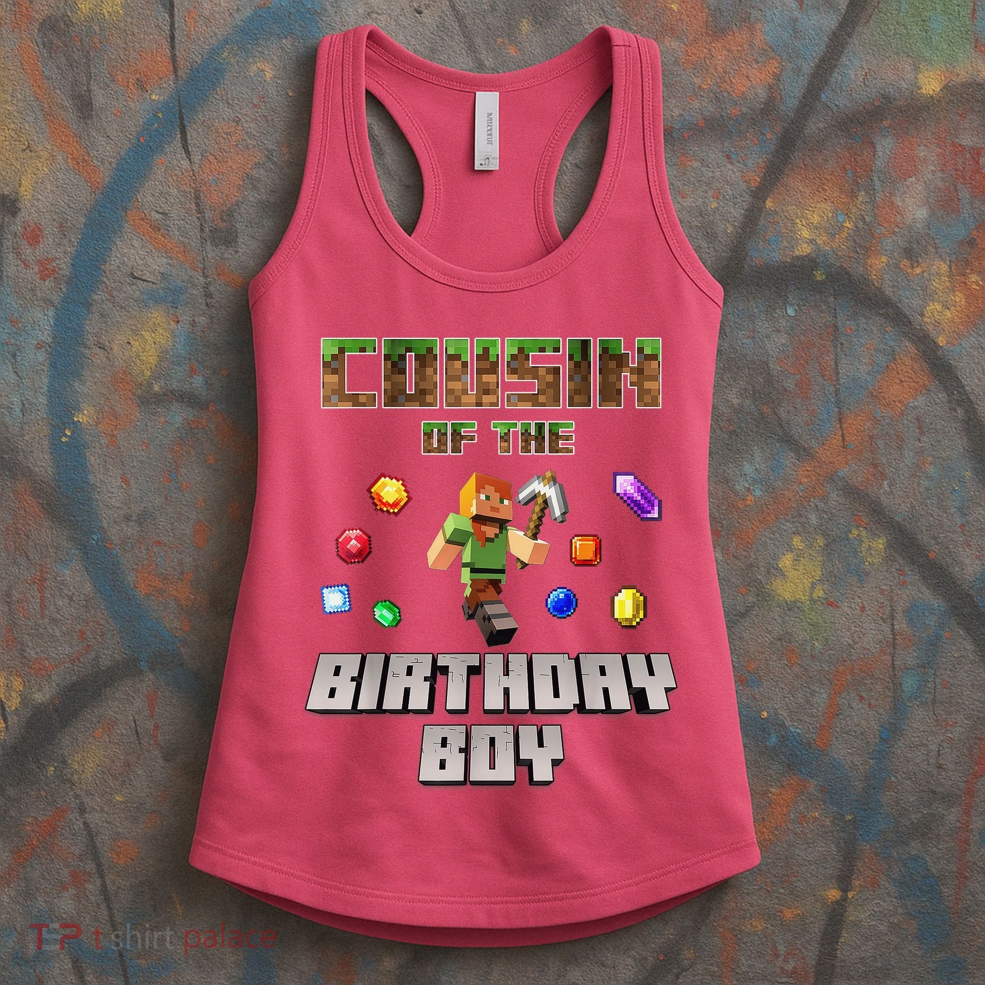 Cousin Of The Birthday Boy Video Gamer Pixel Number Women's Tank Top