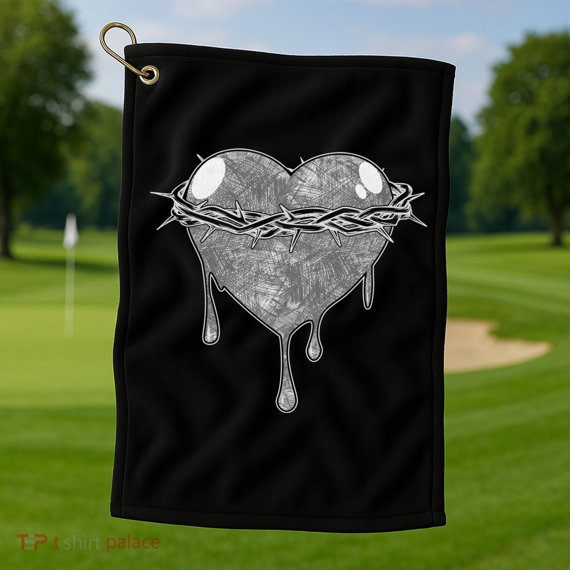 Crown Of Thorns Bleeding Heart Golf Towel