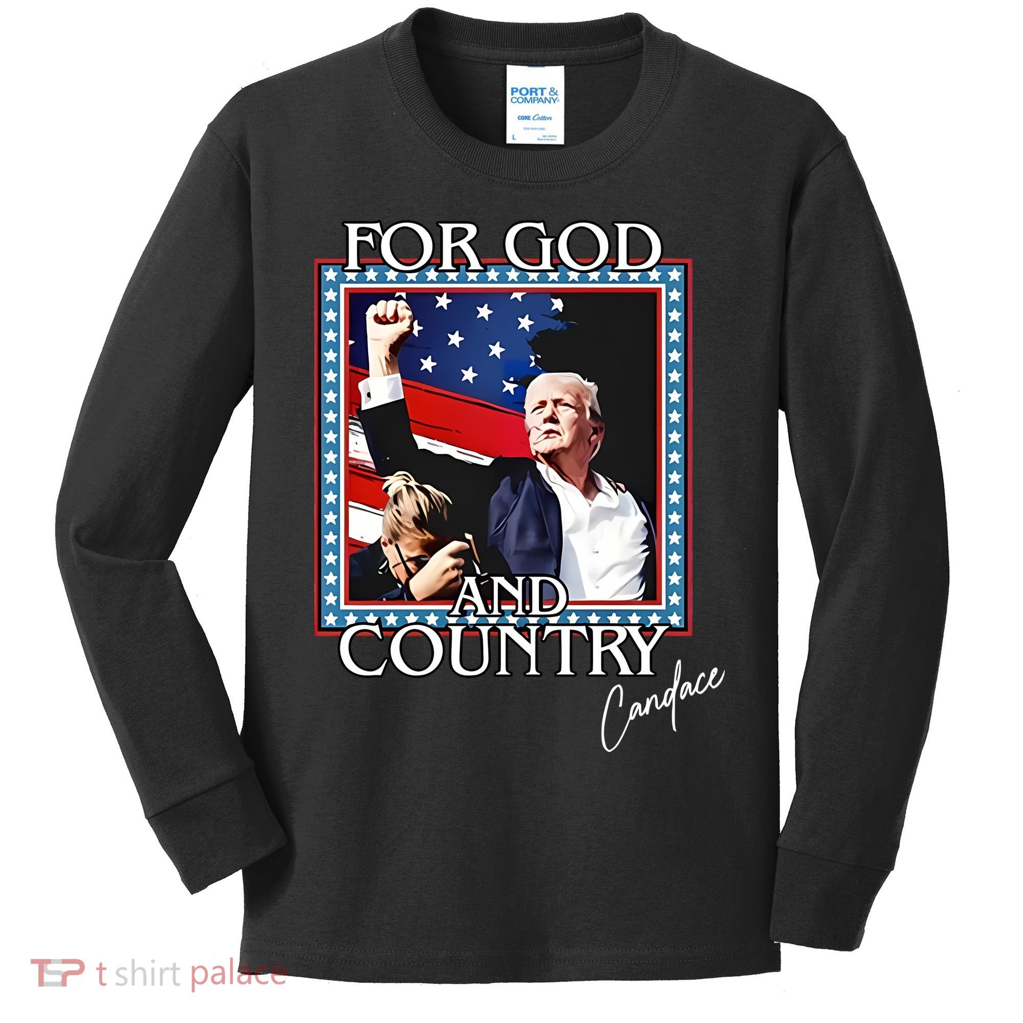 Candace Owens Trump For God And Country Kids Long Sleeve Shirt
