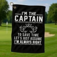 Captain Of The Boat Golf Towel thumb 1
