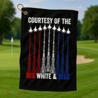 Courtesy Of The Red White And Blue 4th Of July Golf Towel thumb 1