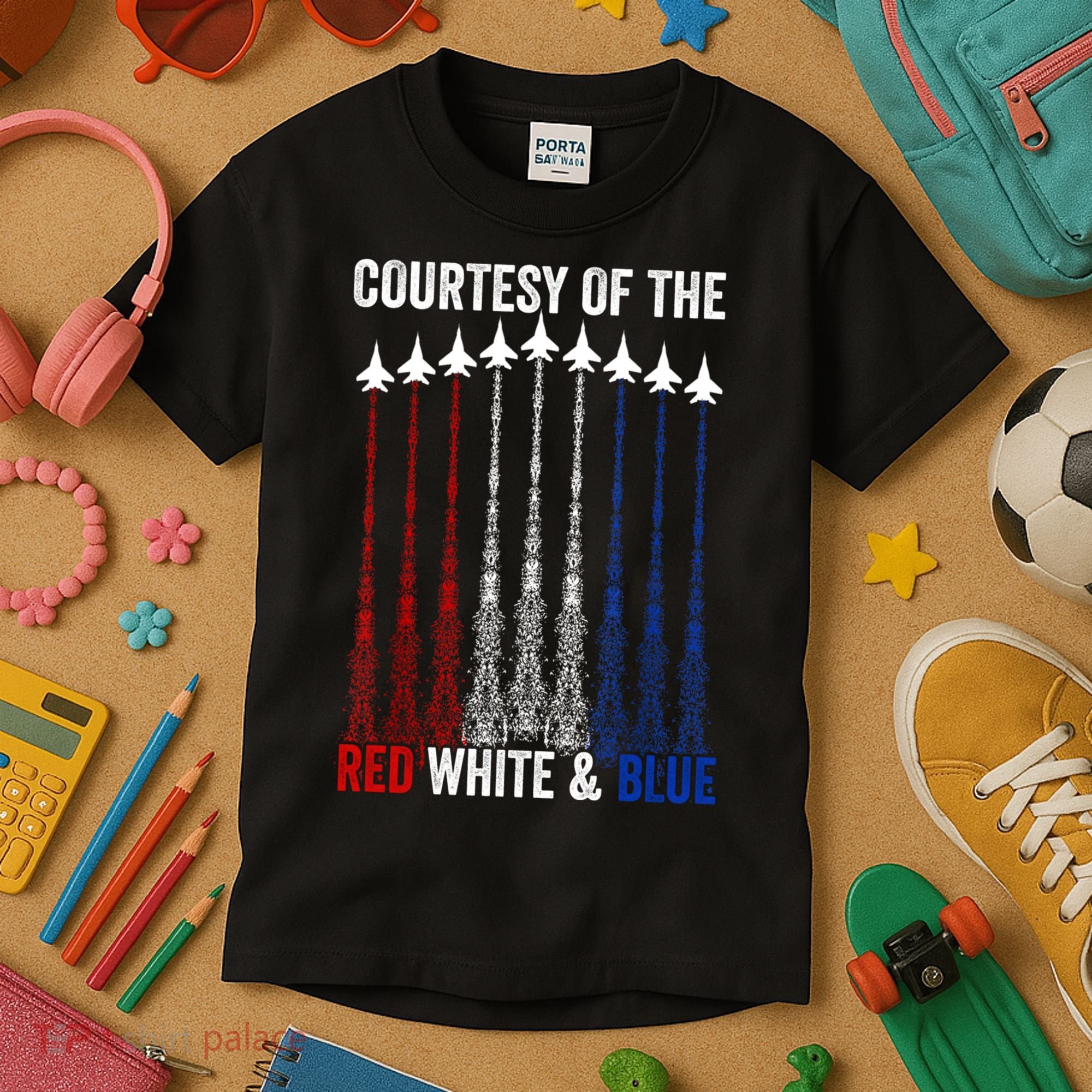 Courtesy Of The Red White And Blue 4th Of July Kids T-Shirt