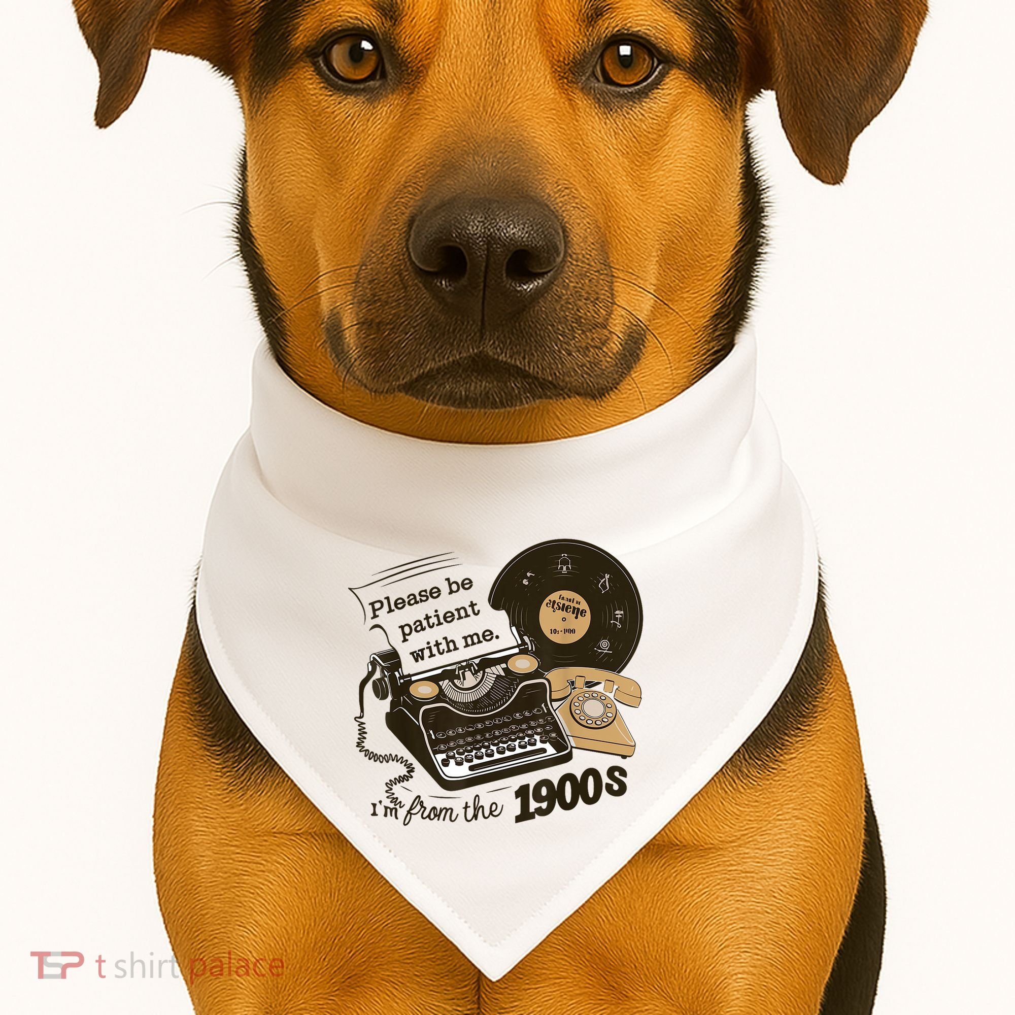 Cute Old Telephone Please Be Patient With Me Im From The 1900s Gift USA-Made Doggie Bandana