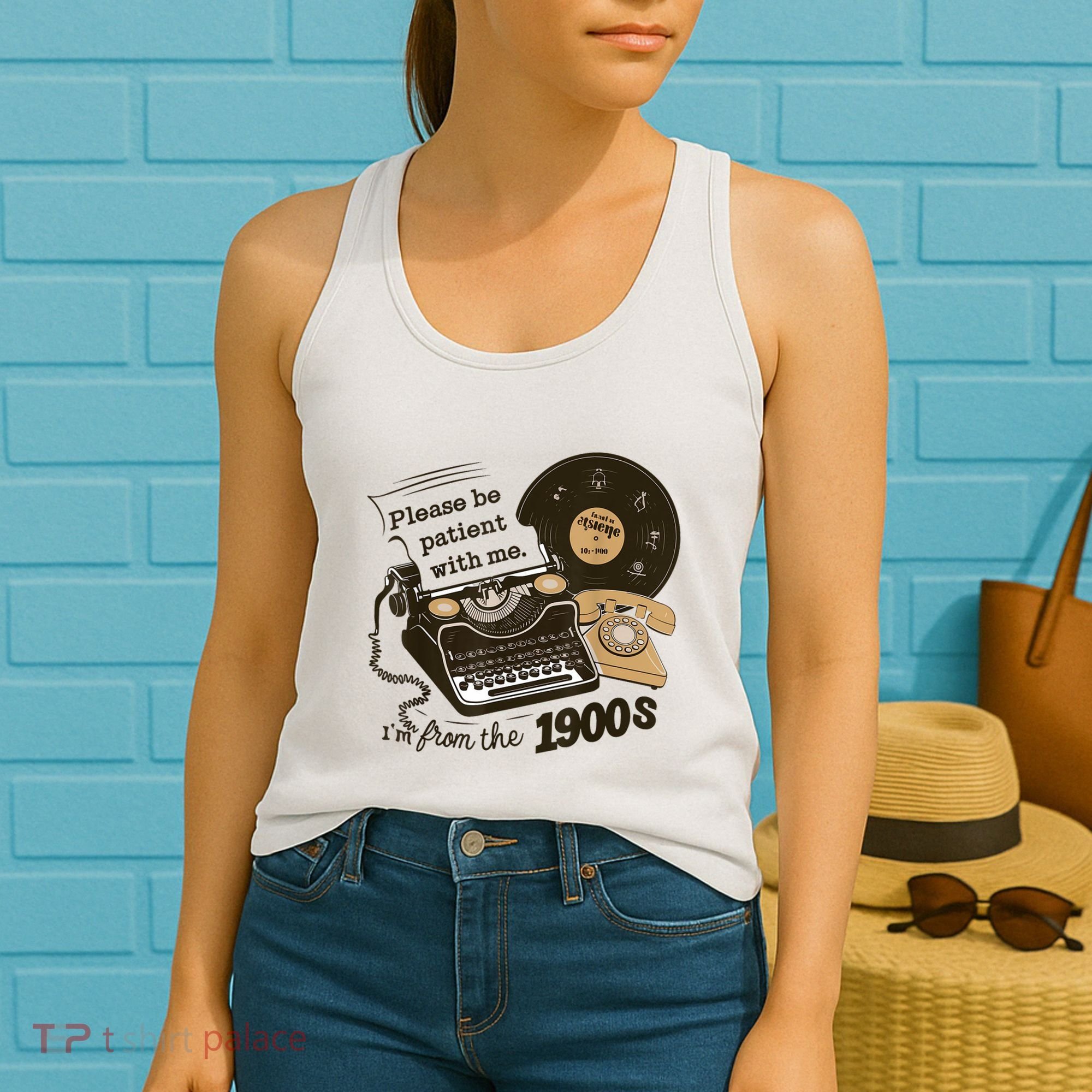 Cute Old Telephone Please Be Patient With Me Im From The 1900s Gift Women's Tank Top