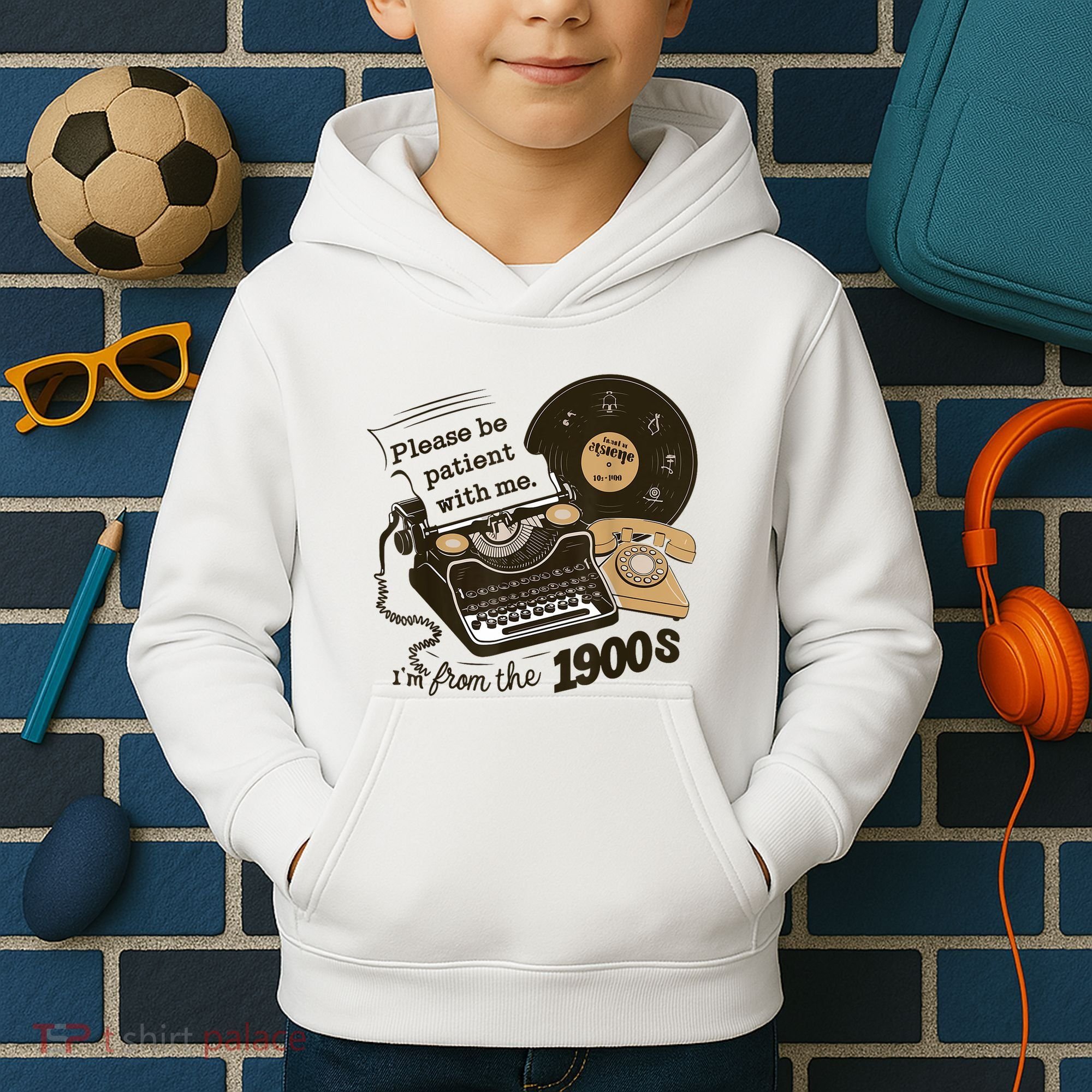 Cute Old Telephone Please Be Patient With Me Im From The 1900s Gift Kids Hoodie