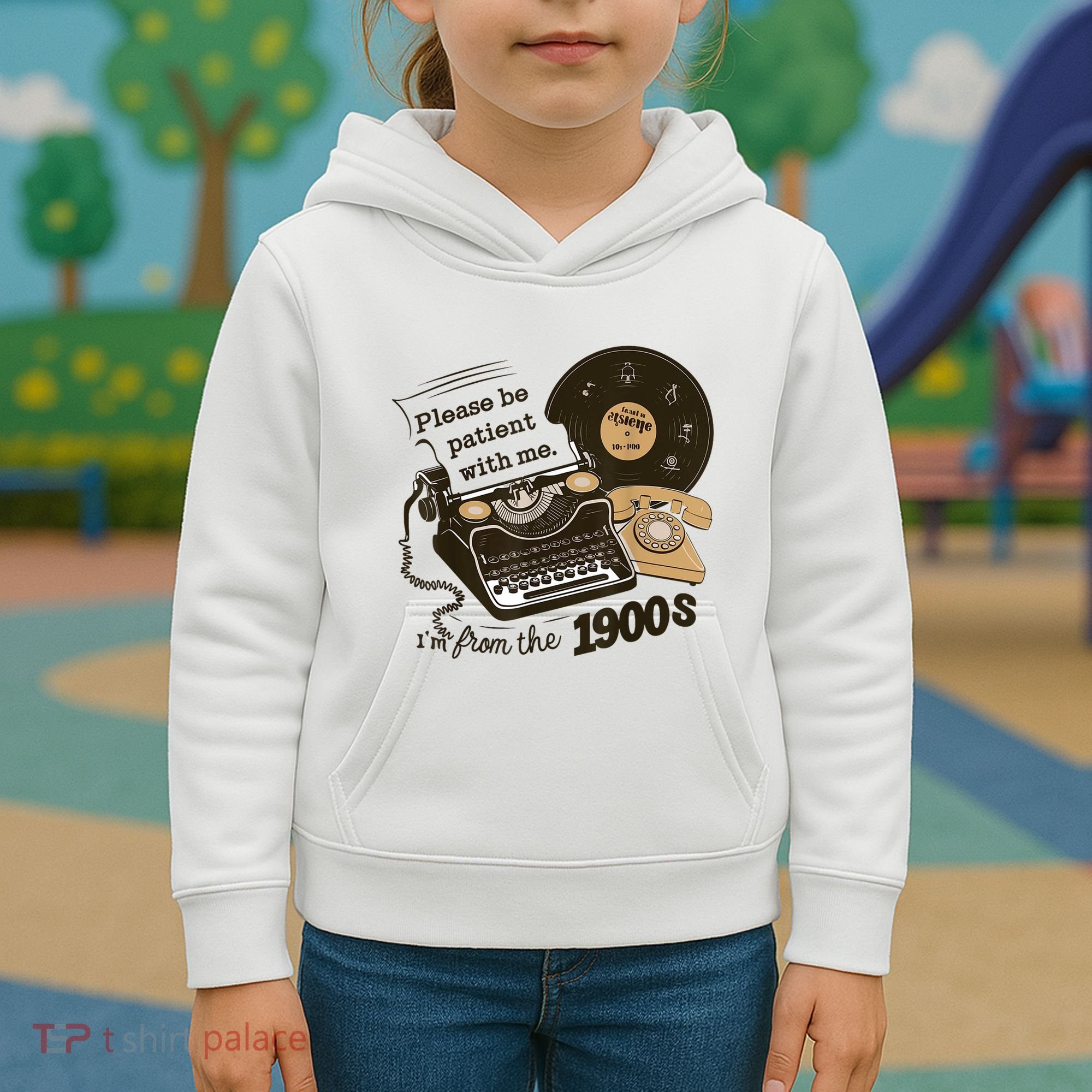 Cute Old Telephone Please Be Patient With Me Im From The 1900s Gift Kids Hoodie