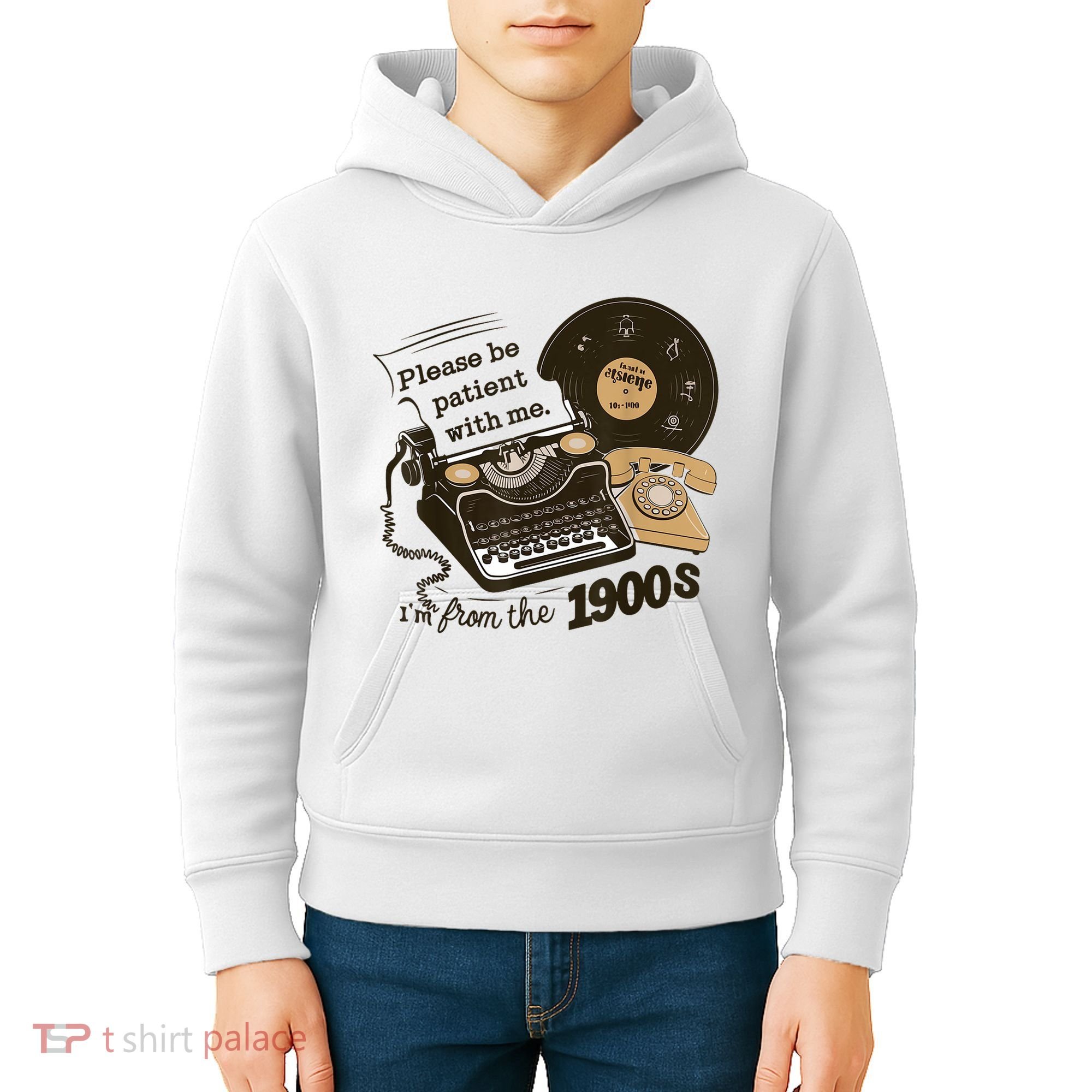 Cute Old Telephone Please Be Patient With Me Im From The 1900s Gift Kids Hoodie