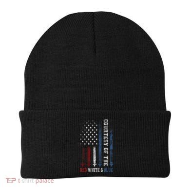 Courtesy Of The Red White And Blue Us Flag Beanie