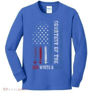 Courtesy Of The Red White And Blue Us Flag Kids Long Sleeve Shirt