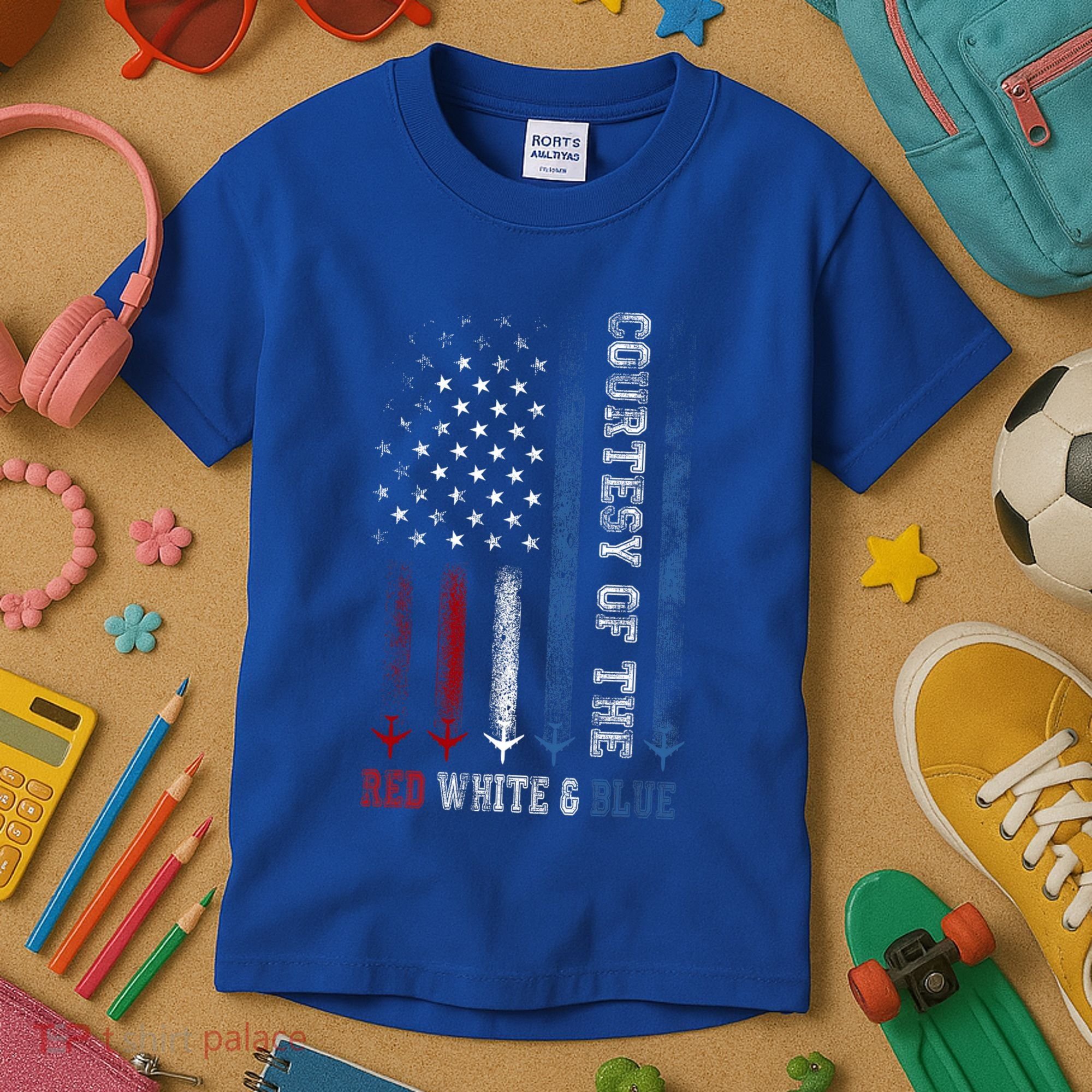 Courtesy Of The Red White And Blue Us Flag Kids T-Shirt