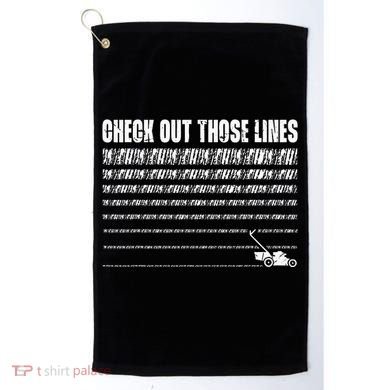 Check Out Those Lines Lawn Mower Lawnmower Funny Golf Towel