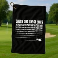 Check Out Those Lines Lawn Mower Lawnmower Funny Golf Towel thumb 1